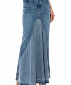 ADDED FLARE FRONT PLEAT MAXI SKIRT