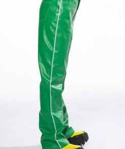 AFTER HOUR FAUX LEATHER STRAIGHT LEG PANTS -FINESSE-shop after hour faux leather straight leg pants green 4 4