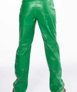 AFTER HOUR FAUX LEATHER STRAIGHT LEG PANTS -FINESSE-shop after hour faux leather straight leg pants green 5 5
