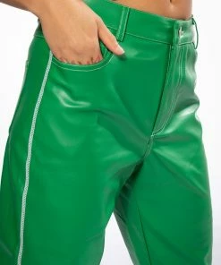 AFTER HOUR FAUX LEATHER STRAIGHT LEG PANTS -FINESSE-shop after hour faux leather straight leg pants green 6 6