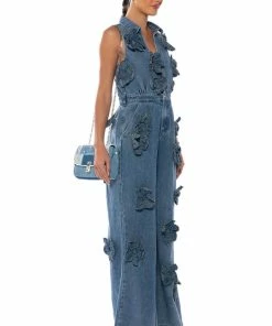 AFTER THE STORM FLORAL DENIM JUMPSUIT -FINESSE-shop after the storm floral denim jumpsuit denim 3 3