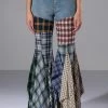 ALEXA PLAID PATCHWORK FLARED JEANS