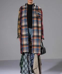 ALEXA PLAID PATCHWORK FLARED JEANS -FINESSE-shop alexa plaid patchwork flared jeans multi 4 4