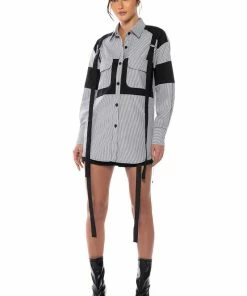 ALICE STRIPED CARGO SHORTS -FINESSE-shop alice striped cargo shorts black white 4 4 c1