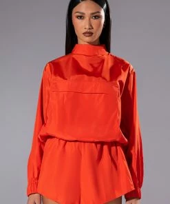 ALL DAY ERRANDS LIGHTWEIGHT ROMPER IN ORANGE -FINESSE-shop all day errands lightweight romper in orange orange 3 3