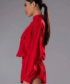 ALL DAY ERRANDS LIGHTWEIGHT ROMPER IN RED -FINESSE-shop all day errands lightweight romper in red red 3 3