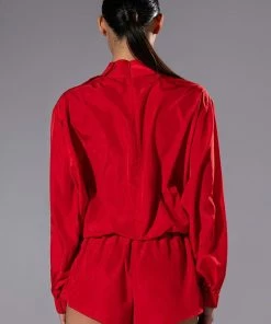 ALL DAY ERRANDS LIGHTWEIGHT ROMPER IN RED -FINESSE-shop all day errands lightweight romper in red red 4 4