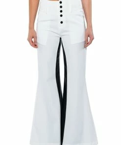 ALWAYS ON FAUX LEATHER CONTRAST TROUSER -FINESSE-shop always on faux leather contrast trouser white black 3 3