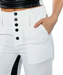 ALWAYS ON FAUX LEATHER CONTRAST TROUSER -FINESSE-shop always on faux leather contrast trouser white black 8 8