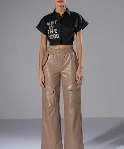 ALWAYS WINNING FAUX LEATHER CARGO PANTS IN BEIGE -FINESSE-shop always winning faux leather cargo pants in beige beige 3 3