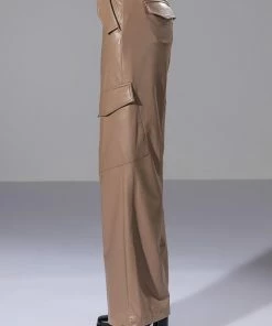 ALWAYS WINNING FAUX LEATHER CARGO PANTS IN BEIGE -FINESSE-shop always winning faux leather cargo pants in beige beige 6 6