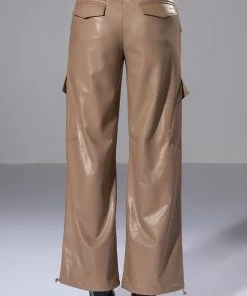 ALWAYS WINNING FAUX LEATHER CARGO PANTS IN BEIGE -FINESSE-shop always winning faux leather cargo pants in beige beige 7 7
