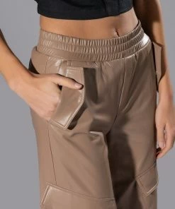 ALWAYS WINNING FAUX LEATHER CARGO PANTS IN BEIGE -FINESSE-shop always winning faux leather cargo pants in beige beige 8 8