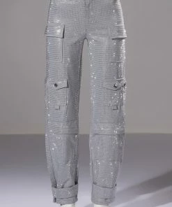AMMO BONNE SOIREE RHINESTONE CARGO PANTS -FINESSE-shop ammo bonne soiree rhinestone cargo pants grey 4 4