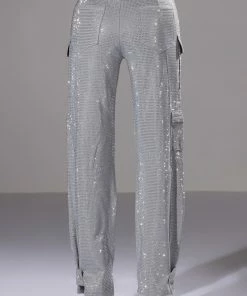 AMMO BONNE SOIREE RHINESTONE CARGO PANTS -FINESSE-shop ammo bonne soiree rhinestone cargo pants grey 6 6