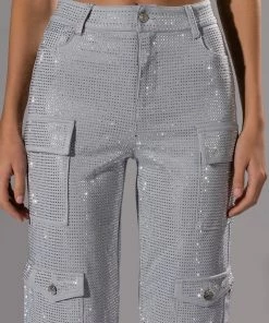 AMMO BONNE SOIREE RHINESTONE CARGO PANTS -FINESSE-shop ammo bonne soiree rhinestone cargo pants grey 7 7