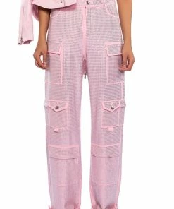AMMO BONNE SOIREE RHINESTONE CARGO PANTS IN PINK