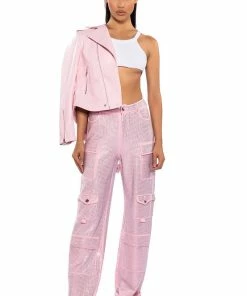 AMMO BONNE SOIREE RHINESTONE CARGO PANTS IN PINK -FINESSE-shop ammo bonne soiree rhinestone cargo pants pink 3 3