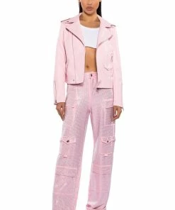 AMMO BONNE SOIREE RHINESTONE CARGO PANTS IN PINK -FINESSE-shop ammo bonne soiree rhinestone cargo pants pink 4 4