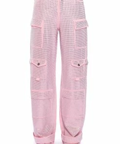 AMMO BONNE SOIREE RHINESTONE CARGO PANTS IN PINK -FINESSE-shop ammo bonne soiree rhinestone cargo pants pink 6 6