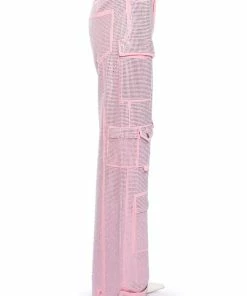 AMMO BONNE SOIREE RHINESTONE CARGO PANTS IN PINK -FINESSE-shop ammo bonne soiree rhinestone cargo pants pink 7 7