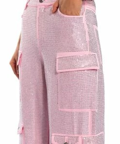 AMMO BONNE SOIREE RHINESTONE CARGO PANTS IN PINK -FINESSE-shop ammo bonne soiree rhinestone cargo pants pink 9 9