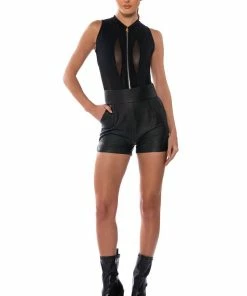 AMMO X AKIRA BIG BOOTY PLEATHER SHORTS 14 AMMO X AKIRA BIG BOOTY PLEATHER SHORTS -FINESSE-shop ammo x akira big booty pleather shorts black 4 4 c1