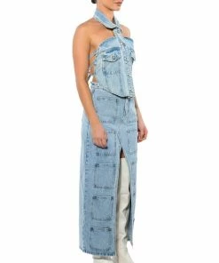 ANGELICA DENIM MIDI OPEN SLIT SKIRT 14 ANGELICA DENIM MIDI OPEN SLIT SKIRT -FINESSE-shop angelica denim midi open slit skirt light blue denim 5 5