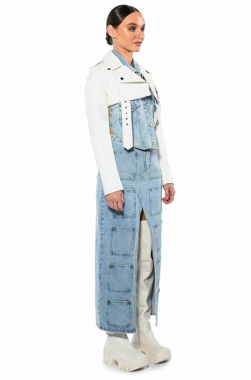 ANGELICA DENIM MIDI OPEN SLIT SKIRT 6 ANGELICA DENIM MIDI OPEN SLIT SKIRT - Image 6