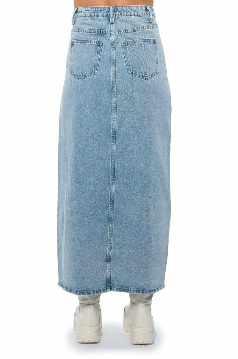 ANGELICA DENIM MIDI OPEN SLIT SKIRT 9 ANGELICA DENIM MIDI OPEN SLIT SKIRT - Image 9
