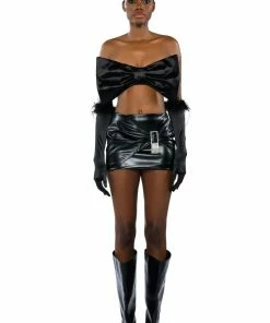 ANYTHING FOR YOU FAUX LEATHER EMBELLISHED MICRO MINI SKIRT -FINESSE-shop anything for you faux leather embellished micro mini skirt black 7 7