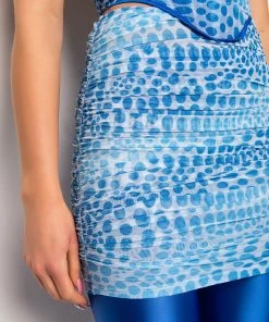 APOLLO RUCHED MESH MINI SKIRT -FINESSE-shop apollo ruched mesh mini skirt blue multi 11 11
