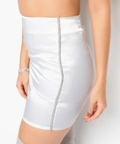 BADDIE SEASON SATIN RHINESTONE MINI SKIRT 10 BADDIE SEASON SATIN RHINESTONE MINI SKIRT -FINESSE-shop baddie season satin rhinestone mini skirt white 6 6
