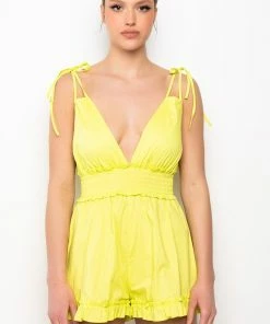 BAHAMA BABE STRETCH LINEN ROMPER -FINESSE-shop bahama babe stretch linen romper light green 3 3