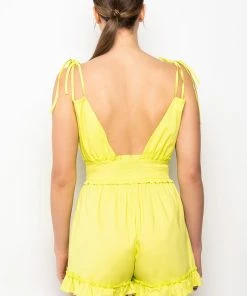 BAHAMA BABE STRETCH LINEN ROMPER -FINESSE-shop bahama babe stretch linen romper light green 5 5