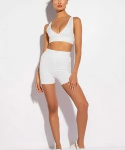 BASIC LUXE WHITE BIKER SHORT -FINESSE-shop basic luxe white biker short white 5 5