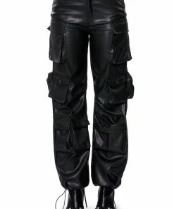 BASICALLY A MODEL PU CARGO PANT -FINESSE-shop basically a model pu cargo pant black 6 6