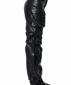 BASICALLY A MODEL PU CARGO PANT -FINESSE-shop basically a model pu cargo pant black 7 7