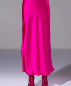 BEAUTIFUL HEART SATIN MAXI SKIRT 10 BEAUTIFUL HEART SATIN MAXI SKIRT -FINESSE-shop beautiful heart satin maxi skirt fuchsia 3 3 c1 c1