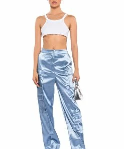 BEAUTY RAINS SATIN CARGO PANTS -FINESSE-shop beauty rains satin cargo pants light blue 3 3 c1