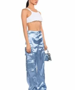 BEAUTY RAINS SATIN CARGO PANTS -FINESSE-shop beauty rains satin cargo pants light blue 4 4 c1