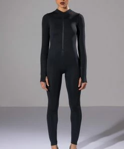 BEST WITH ANYTHING ZIP UP CATSUIT -FINESSE-shop best with anything zip up catsuit black 4 4