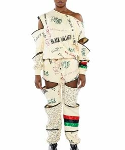 BLACK VILLAGE FOUNDATION ZIPPER DETAIL SWEATPANT -FINESSE-shop black village foundation zipper detail sweatpant beige multi 5 5