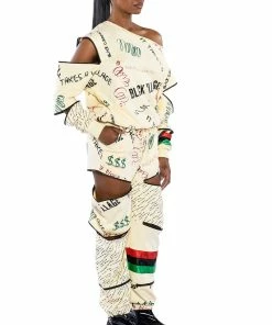 BLACK VILLAGE FOUNDATION ZIPPER DETAIL SWEATPANT -FINESSE-shop black village foundation zipper detail sweatpant beige multi 6 6