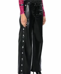 BLESSED MESS SIDE SNAP FAUX LEATHER PANTS