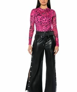 BLESSED MESS SIDE SNAP FAUX LEATHER PANTS -FINESSE-shop blessed mess side snap faux leather pants black 3 3