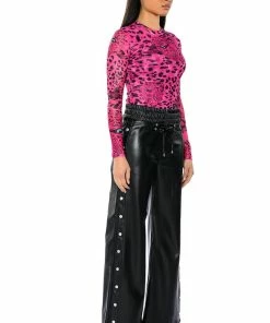 BLESSED MESS SIDE SNAP FAUX LEATHER PANTS -FINESSE-shop blessed mess side snap faux leather pants black 4 4