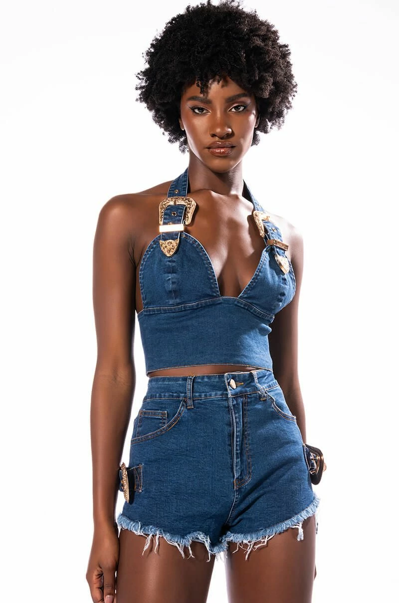 BLUE JEAN BABY BUCKLE SHORT 3 BLUE JEAN BABY BUCKLE SHORT - Image 3