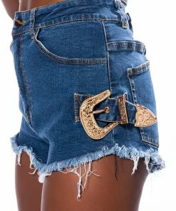 BLUE JEAN BABY BUCKLE SHORT 16 BLUE JEAN BABY BUCKLE SHORT -FINESSE-shop blue jean baby buckle short medium blue denim 8 8 c1 c1
