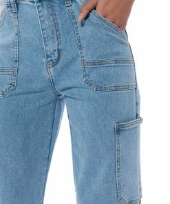 BLUE JEAN BABY WIDE LEG UTILITY JEANS -FINESSE-shop blue jean baby wide leg utility jeans medium blue denim 10 10